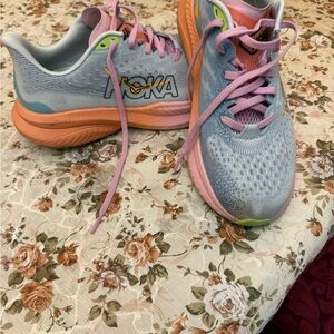 Hoka One One Blue and Pink Athletic Shoes with Chunky Midsole